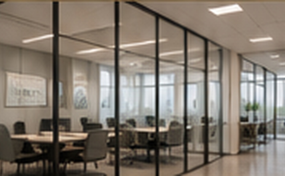 Modern glass office workspace